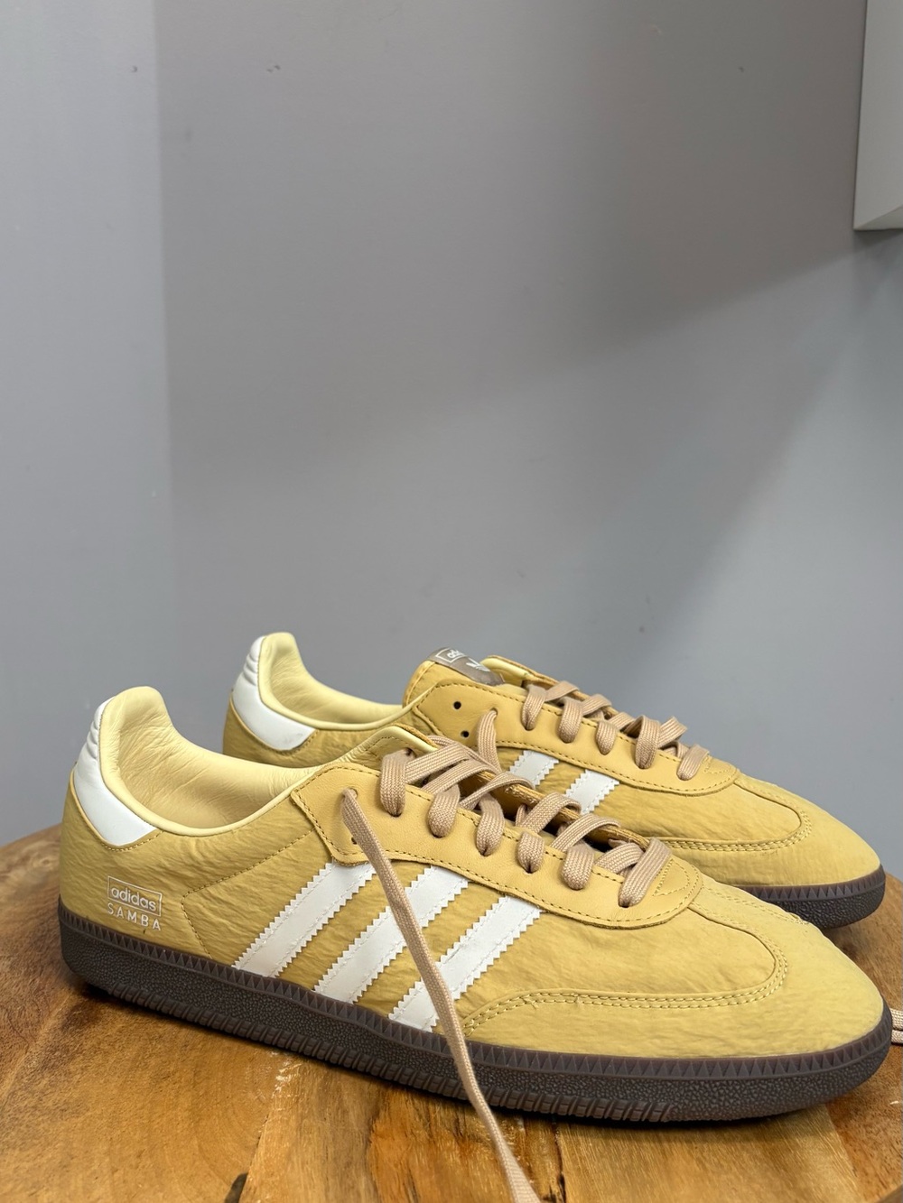 adidas Samba Trainers in Yellow with White Stripes